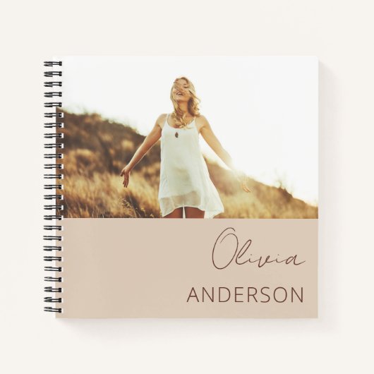 Monogram Blush Boho Modern Minimalistisch Vrouweli Notitieboek (Voorkant)