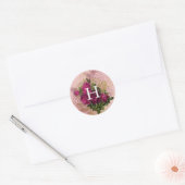 Monogram | Blush & Bourgondië Bloemenvelop afdicht Ronde Sticker (Envelop)