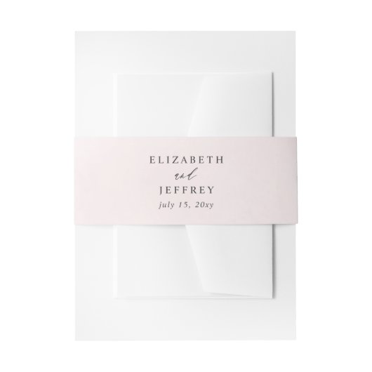 Monogram Blush Bruiloft Uitnodigingen Wikkel (Voorkant Voorbeeld)