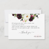 Monogram Blush Burgundy Waterverf Flowers Bedankkaart (Achterkant)