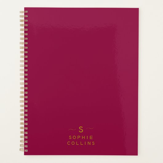 Monogram Blush Cherry Gold Naam Planner (Voorkant)