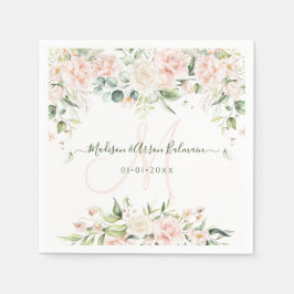 Monogram Blush Cream Rozen Eucalyptus Alle gebeurt Servet