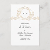 Monogram Blush Crest Elegante Huwelijksreceptie Informatiekaartje (Voorkant)