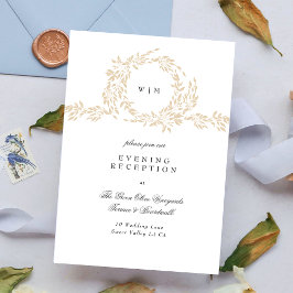 Monogram Blush Crest Elegante Huwelijksreceptie Informatiekaartje