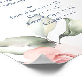 Monogram Blush & Dusty Blue Rozen Zitkaart Poster (Hoek)