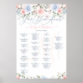 Monogram Blush & Dusty Blue Rozen Zitkaart Poster (Voorkant)