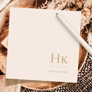 Monogram Blush Eenvoudige Vrouwelijke Sociale Note Notitiekaartje