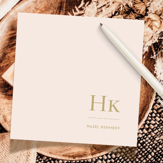 Monogram Blush Eenvoudige Vrouwelijke Sociale Note Notitiekaartje