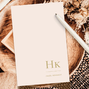 Monogram Blush Eenvoudige Vrouwelijke Sociale Note Notitiekaartje