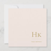 Monogram Blush Eenvoudige Vrouwelijke Sociale Note Notitiekaartje (Voorkant)