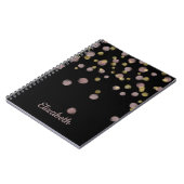 Monogram Blush en Gold Overlay op zwart Notitieboek (Linkerzijde)