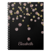 Monogram Blush en Gold Overlay op zwart Notitieboek (Voorkant)