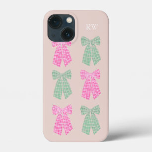 Monogram Blush Gingham Coquette boog patroon Case-Mate iPhone Case