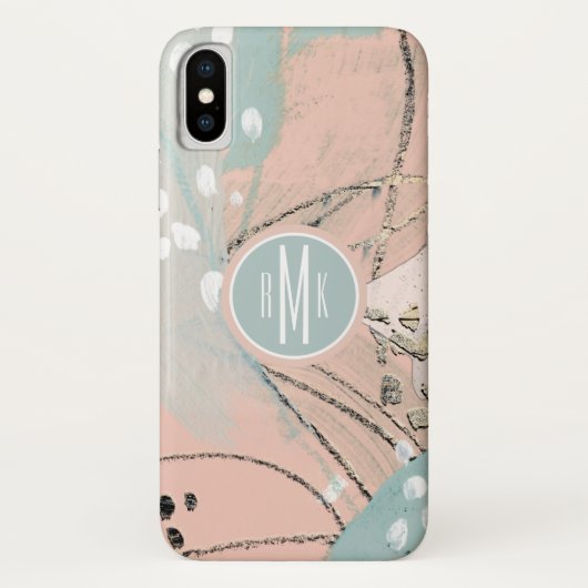 Monogram | Blush & Gold I Case-Mate iPhone Case (Achterkant)