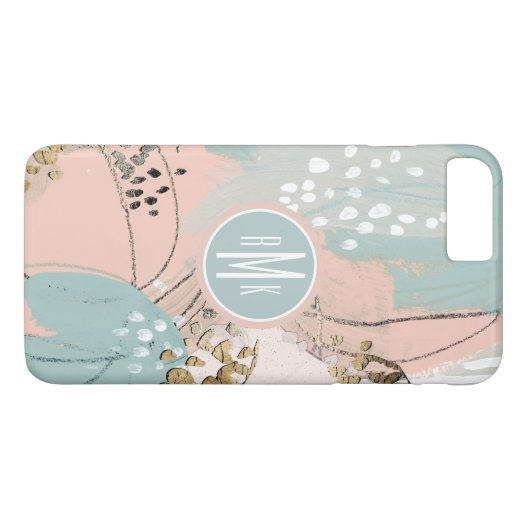 Monogram | Blush & Gold I Case-Mate iPhone Case (Achterkant (Horizontaal))