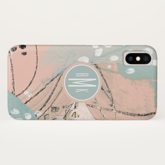 Monogram | Blush & Goud I Case-Mate iPhone Case (Achterkant (horizontaal))