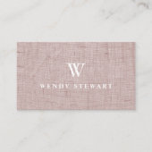 Monogram Blush Linen Fabric Texture Simple Modern Visitekaartje (Voorkant)
