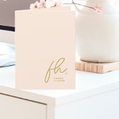 Monogram Blush Modern Chic Gold Script Sociaal Bedankkaart