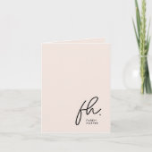 Monogram Blush Modern Chic Script Social Note Bedankkaart (Voorkant)