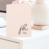 Monogram Blush Modern Chic Script Social Note Bedankkaart