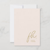 Monogram Blush Modern Chic Script Social Notecard Notitiekaartje (Voorkant)