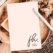 Monogram Blush Modern Chic Script Social Notecard Notitiekaartje