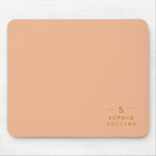 Monogram Blush Peach Gold Minimalistische Elegante Muismat