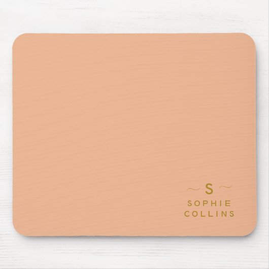 Monogram Blush Peach Gold Minimalistische Elegante Muismat (Voorkant)