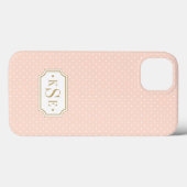 Monogram Blush Pink and Gold Elegant Stippen Case-Mate iPhone Case (Achterkant (horizontaal))