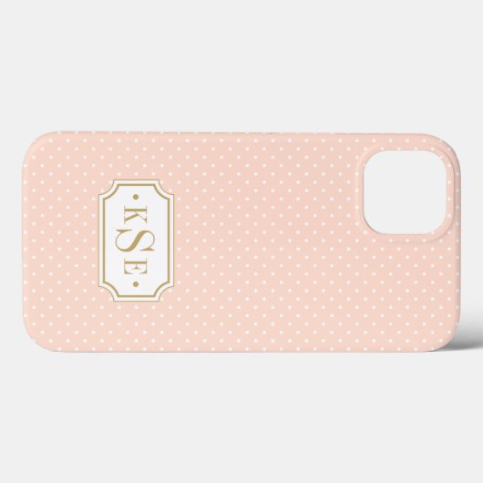 Monogram Blush Pink and Gold Elegant Stippen Case-Mate iPhone Case (Achterkant (horizontaal))