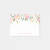 Monogram Blush Pink and Gold Waterverf Flowers Post-it® Notes (Voorkant)