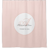 Monogram Blush Pink and White Douchegordijn (Voorkant)