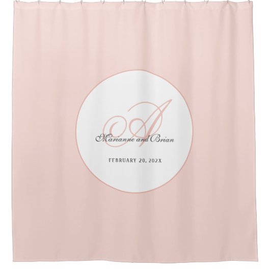 Monogram Blush Pink and White Douchegordijn (Voorkant)