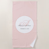Monogram Blush Pink and White Strandlaken (Voorkant)