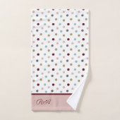 Monogram Blush Pink & Blue, Gold, Red Polka Dots Bad Handdoek (Handdoek)