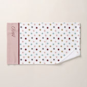 Monogram Blush Pink & Blue, Gold, Red Polka Dots Bad Handdoek (Handdoek)
