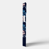 Monogram Blush Pink Blue Waterverf Floral Patroon Case-Mate iPhone Case (Achterkant / Rechts)