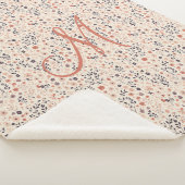 Monogram Blush Pink Boho Paarse Koraal Wildflowers Sherpa Deken (3/4)