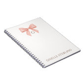 Monogram Blush Pink Bow Watercolor Notitieboek (Rechterzijde)