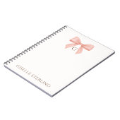 Monogram Blush Pink Bow Watercolor Notitieboek (Linkerzijde)