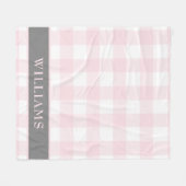 Monogram Blush Pink Buffalo Check Family Fleece Deken (Voorkant (Horizontaal))