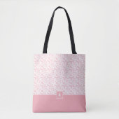 Monogram Blush Pink Damask Pattern Tote Bag (Voorkant)