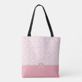Monogram Blush Pink Damask Pattern Tote Bag (Achterkant)