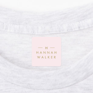 Monogram Blush Pink   Elegant Chic Gold Cloding Labels