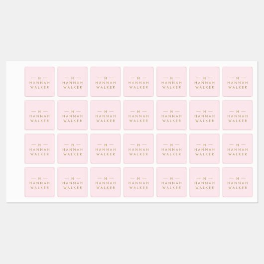 Monogram Blush Pink | Elegant Chic Gold Cloding Labels (Vel)