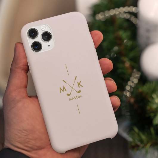 Monogram Blush Pink | Elegant Gold Golf Club-logo Case-Mate iPhone Case