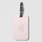 Monogram Blush Pink | Elegant Gold Minimalist Bagagelabel (Voorkant (verticaal))