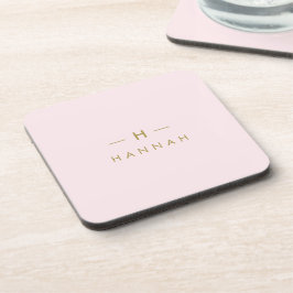 Monogram Blush Pink | Elegant Gold Minimalist Bier Onderzetter