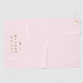 Monogram Blush Pink | Elegant Gold Minimalist Golfhanddoek (Horizontaal)