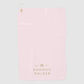 Monogram Blush Pink | Elegant Gold Minimalist Golfhanddoek (Voorkant)